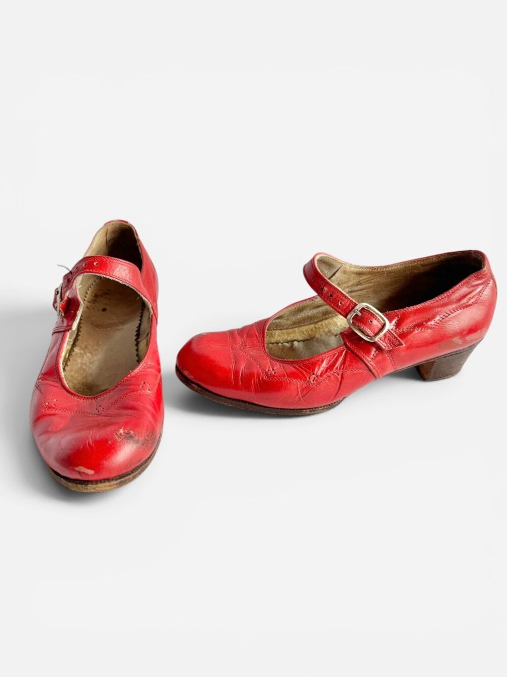 Hungarian Red Leather Folk Dance Shoes 36